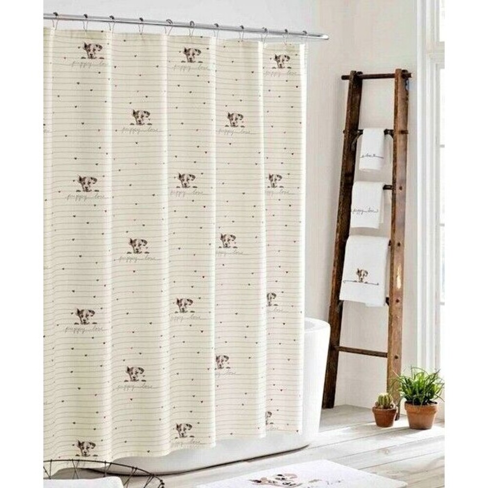 Ellen DeGeneres Puppy Dog Love Shower Curtain 100% Adorable 100% Cotton 72x72